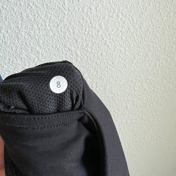 Lululemon Black Mesh Cropped Leggings Women's 8 Mid Rise Pockets Gym Workout - Picture 7 of 8